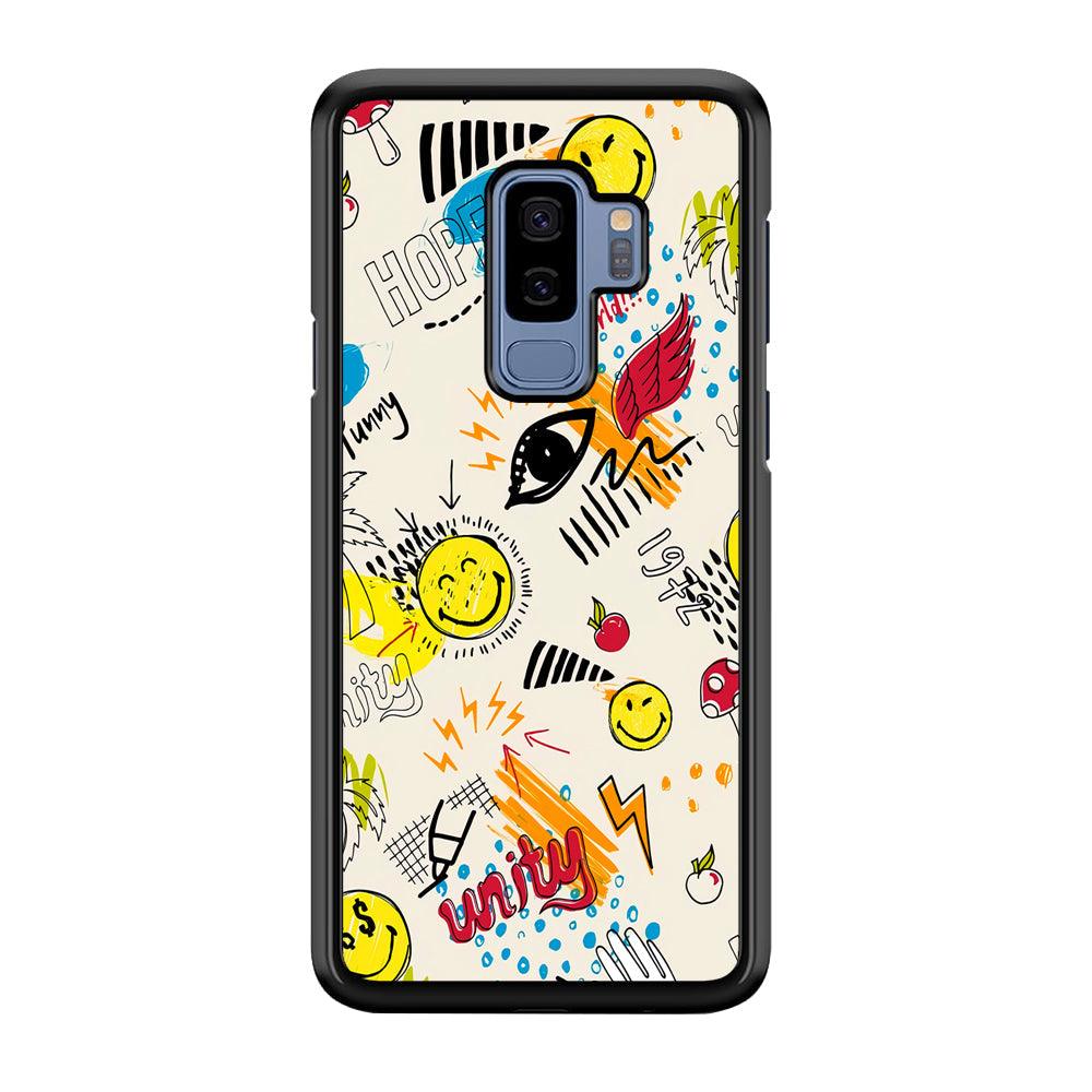Smiley World Abstract Drawing Samsung Galaxy S9 Plus Case-Rubber Black (2D Case)-Oxvistore