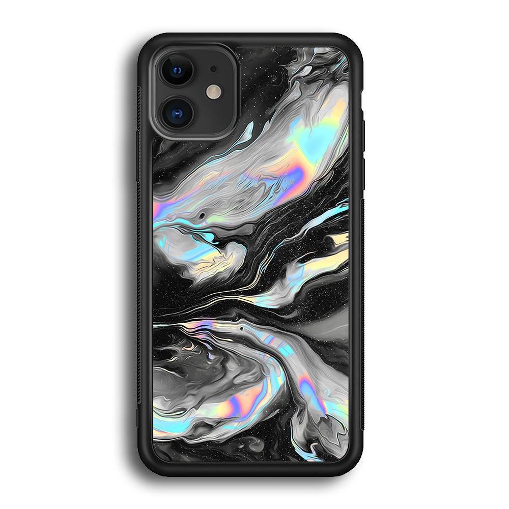 Smoke Iridescent iPhone 12 Case-Rubber Black (2D Case)-Oxvistore