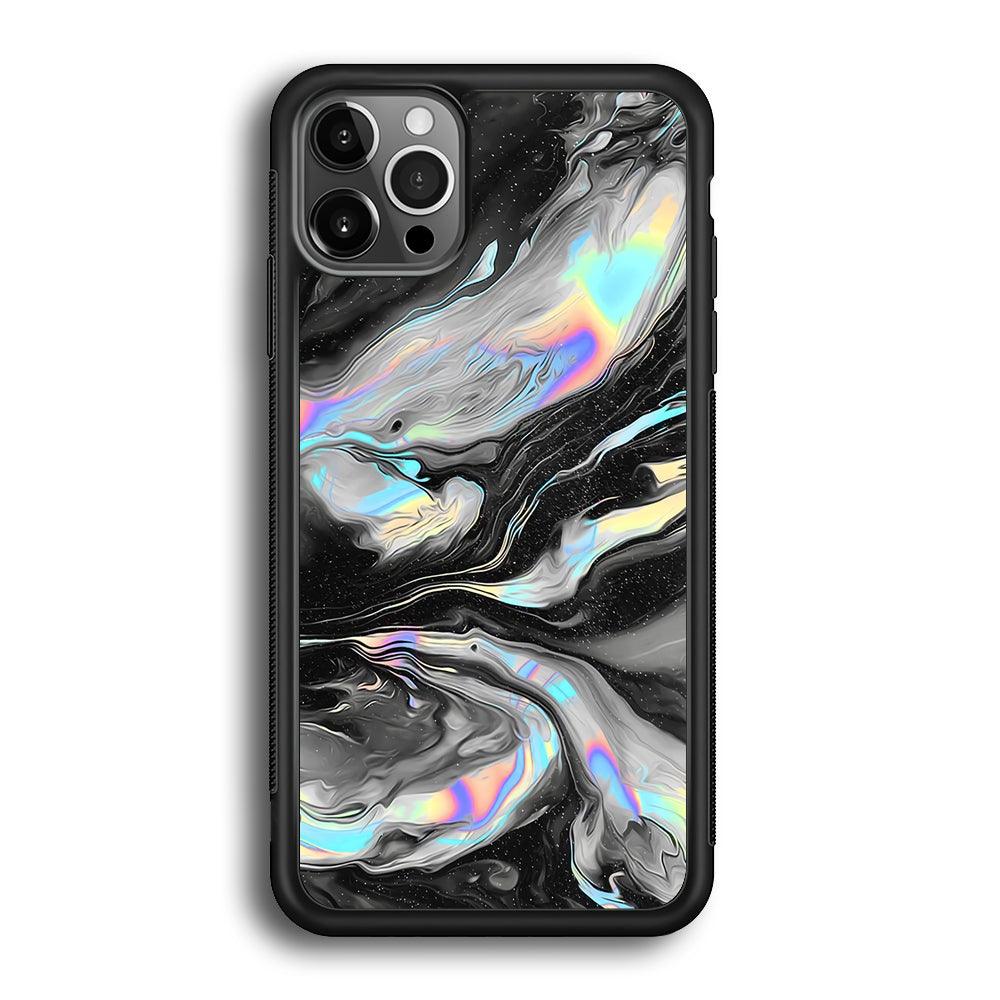 Smoke Iridescent iPhone 12 Pro Case-Rubber Black (2D Case)-Oxvistore