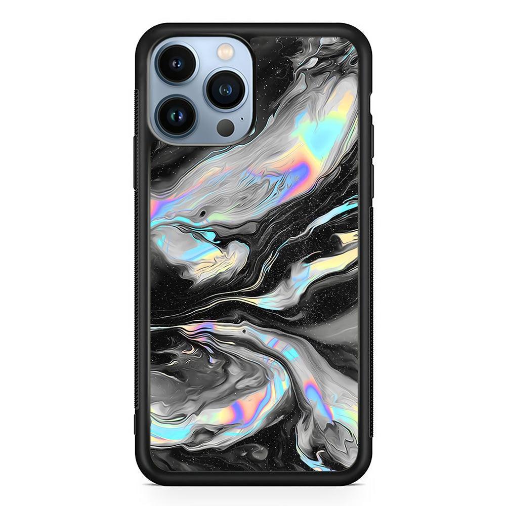 Smoke Iridescent iPhone 14 Pro Max Case-Rubber White (2D Case)-Oxvistore