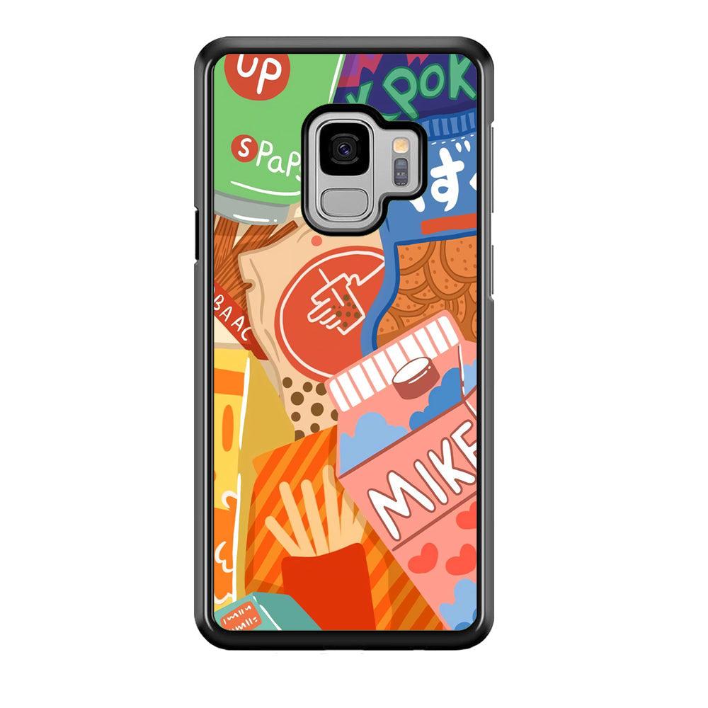 Snack Cartoon Weekly Groceries Samsung Galaxy S9 Case-Rubber Black (2D Case)-Oxvistore