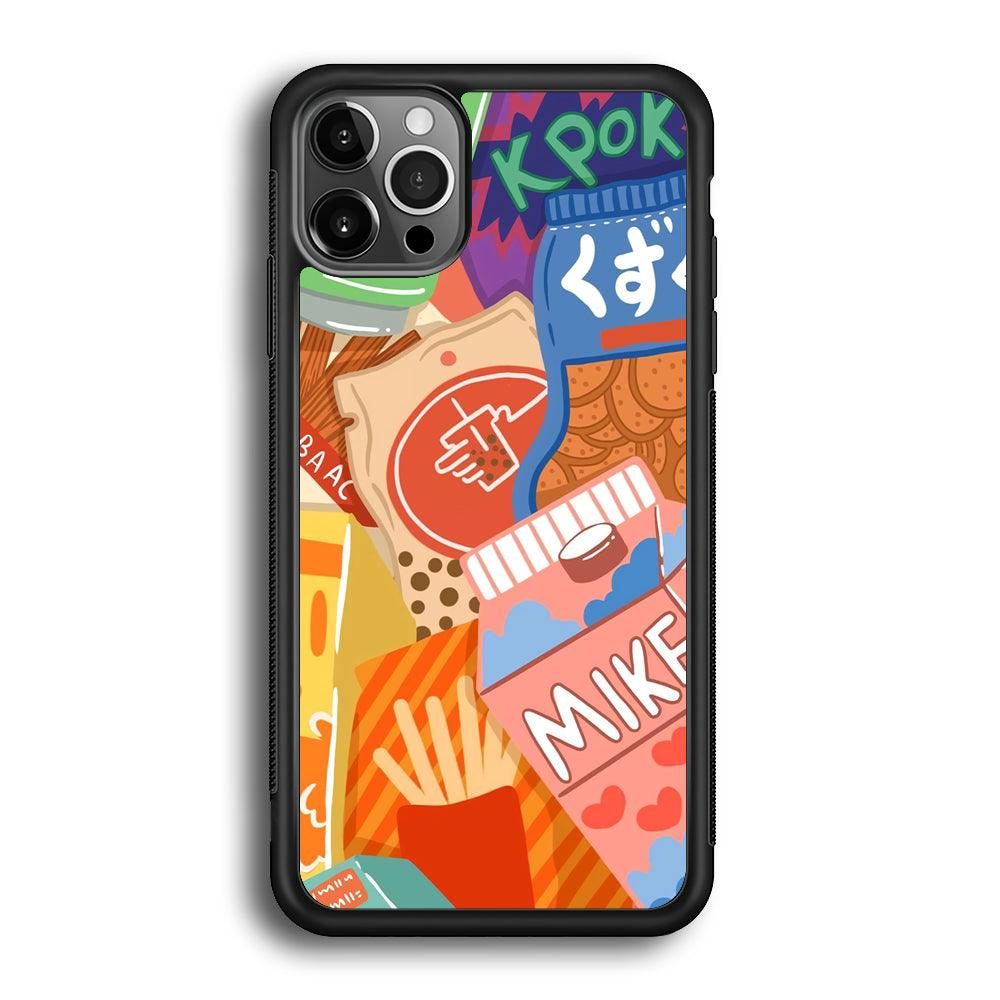 Snack Cartoon Weekly Groceries iPhone 12 Pro Case-Rubber Black (2D Case)-Oxvistore