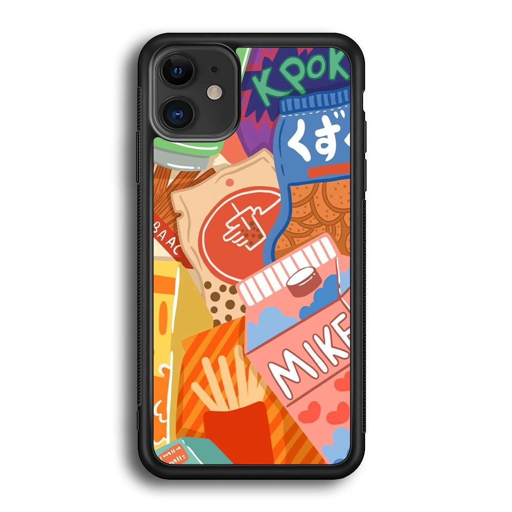 Snack Cartoon Weekly Groceries iPhone 12 Case-Rubber Black (2D Case)-Oxvistore
