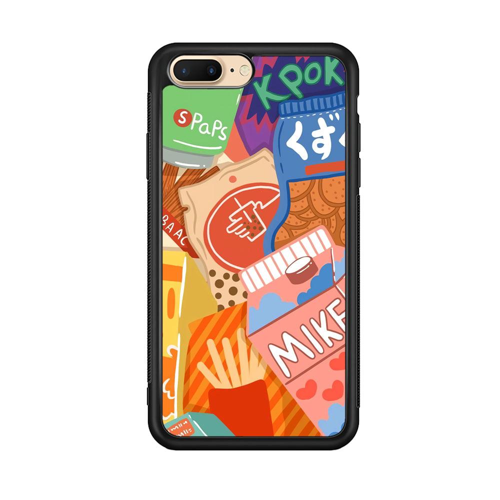 Snack Cartoon Weekly Groceries iPhone 8 Plus Case-Rubber Black (2D Case)-Oxvistore