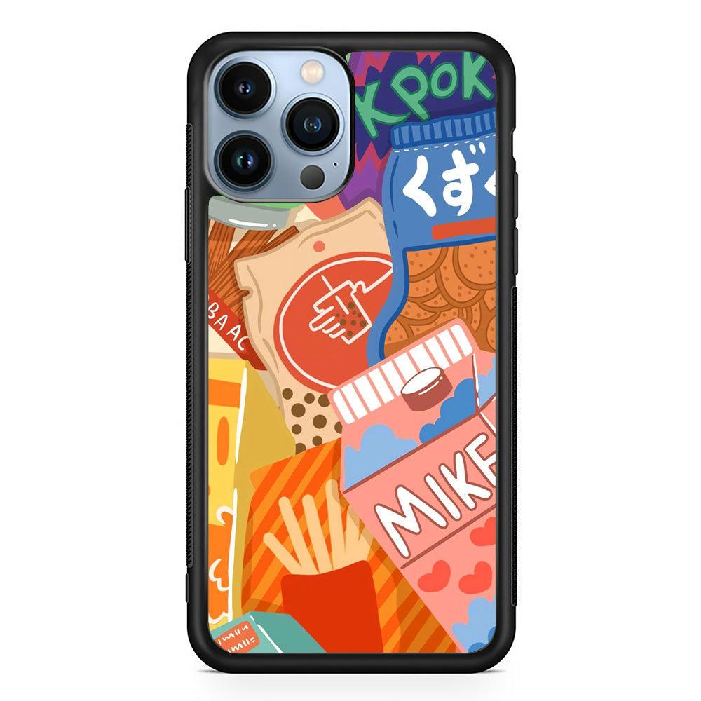 Snack Cartoon Weekly Groceries iPhone 15 Pro Max Case-Rubber Black (2D Case)-Oxvistore