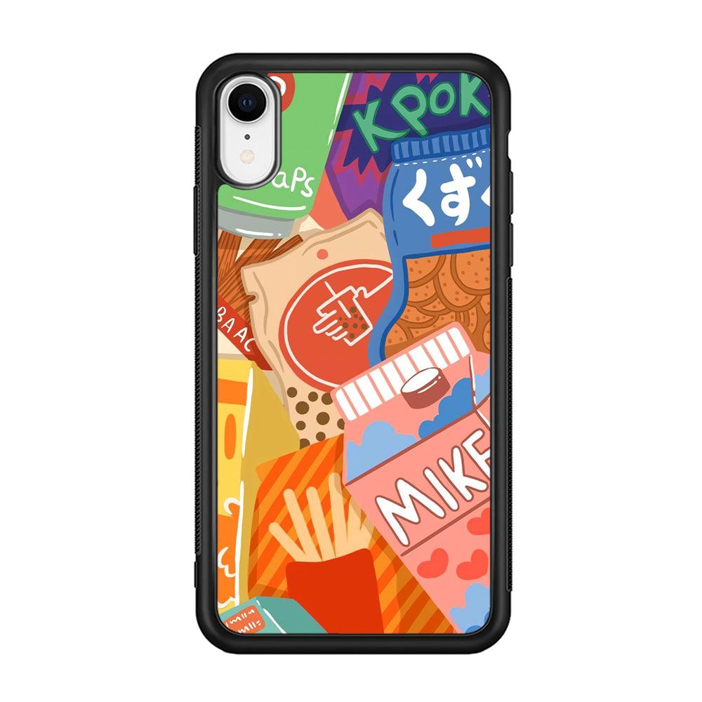Snack Cartoon Weekly Groceries iPhone XR Case-Rubber Black (2D Case)-Oxvistore