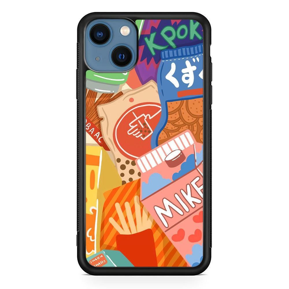 Snack Cartoon Weekly Groceries iPhone 15 Plus Case-Rubber Black (2D Case)-Oxvistore