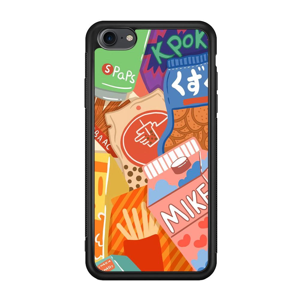 Snack Cartoon Weekly Groceries iPhone 8 Case-Rubber Black (2D Case)-Oxvistore