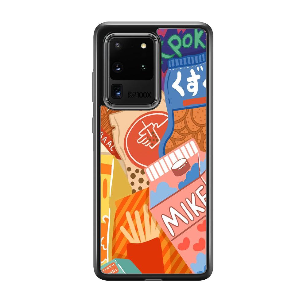 Snack Cartoon Weekly Groceries Samsung Galaxy S20 Ultra Case-Rubber Black (2D Case)-Oxvistore