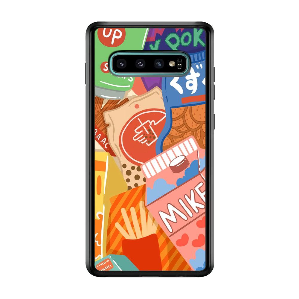 Snack Cartoon Weekly Groceries Samsung Galaxy S10 Plus Case-Rubber Black (2D Case)-Oxvistore
