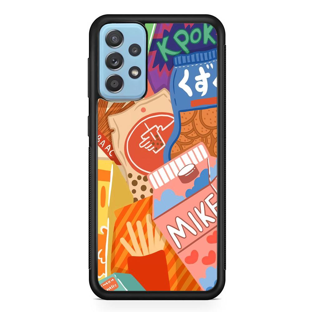 Snack Cartoon Weekly Groceries Samsung Galaxy A52 Case-Rubber Black (2D Case)-Oxvistore