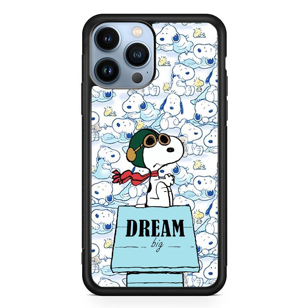 Snoopy Dream Big iPhone 14 Pro Max Case-Rubber Black (2D Case)-Oxvistore