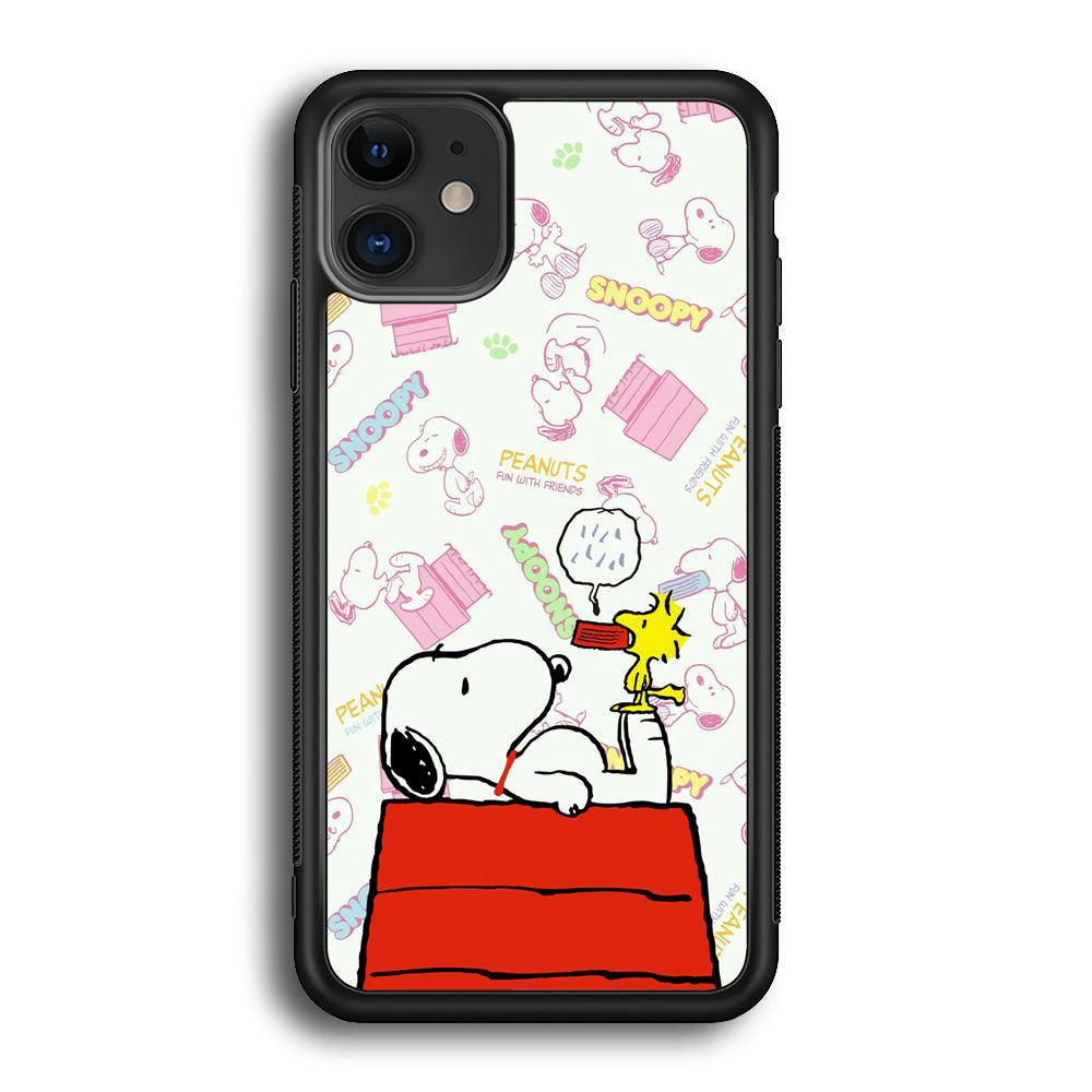 Snoopy Food Please iPhone 12 Case-Rubber Black (2D Case)-Oxvistore