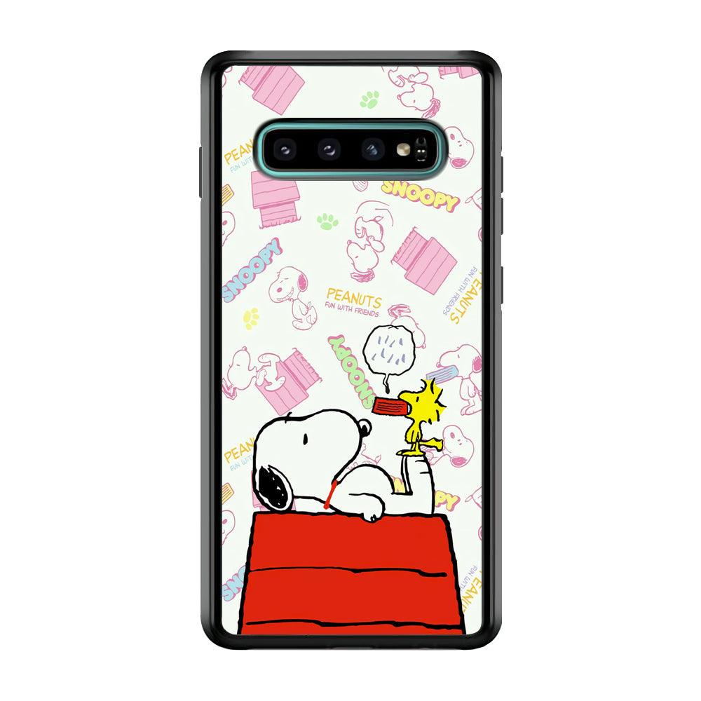Snoopy Food Please Samsung Galaxy S10 Plus Case-Rubber Black (2D Case)-Oxvistore