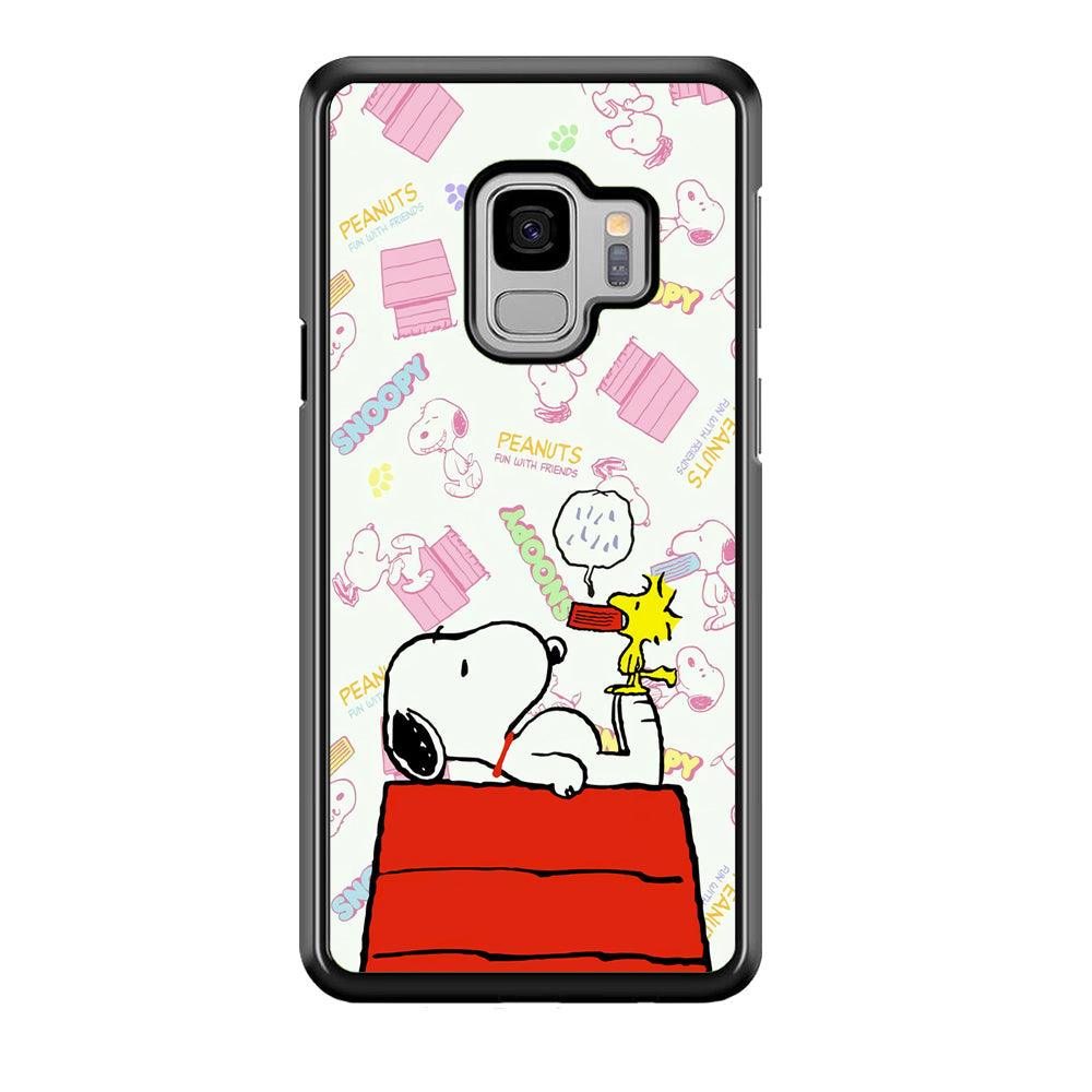 Snoopy Food Please Samsung Galaxy S9 Case-Rubber Black (2D Case)-Oxvistore