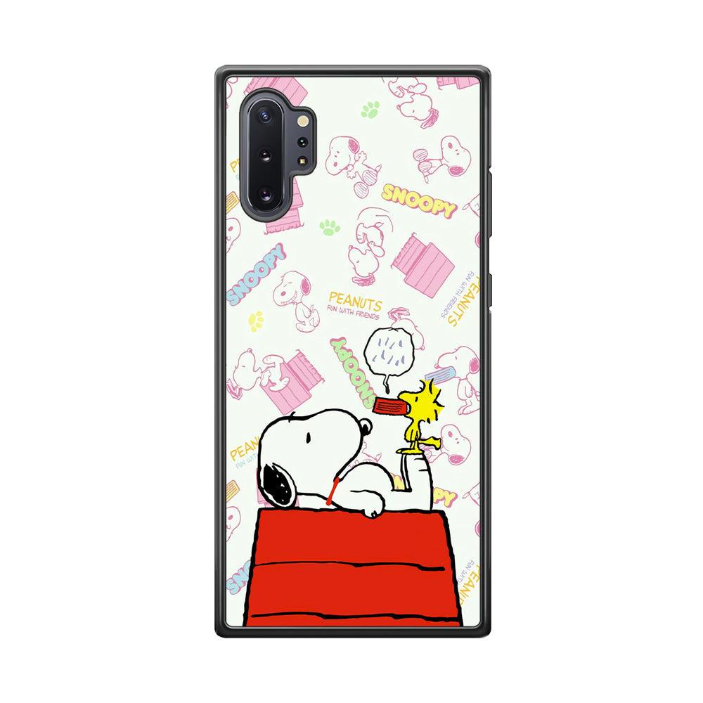 Snoopy Food Please Samsung Galaxy Note 10 Plus Case-Rubber Black (2D Case)-Oxvistore