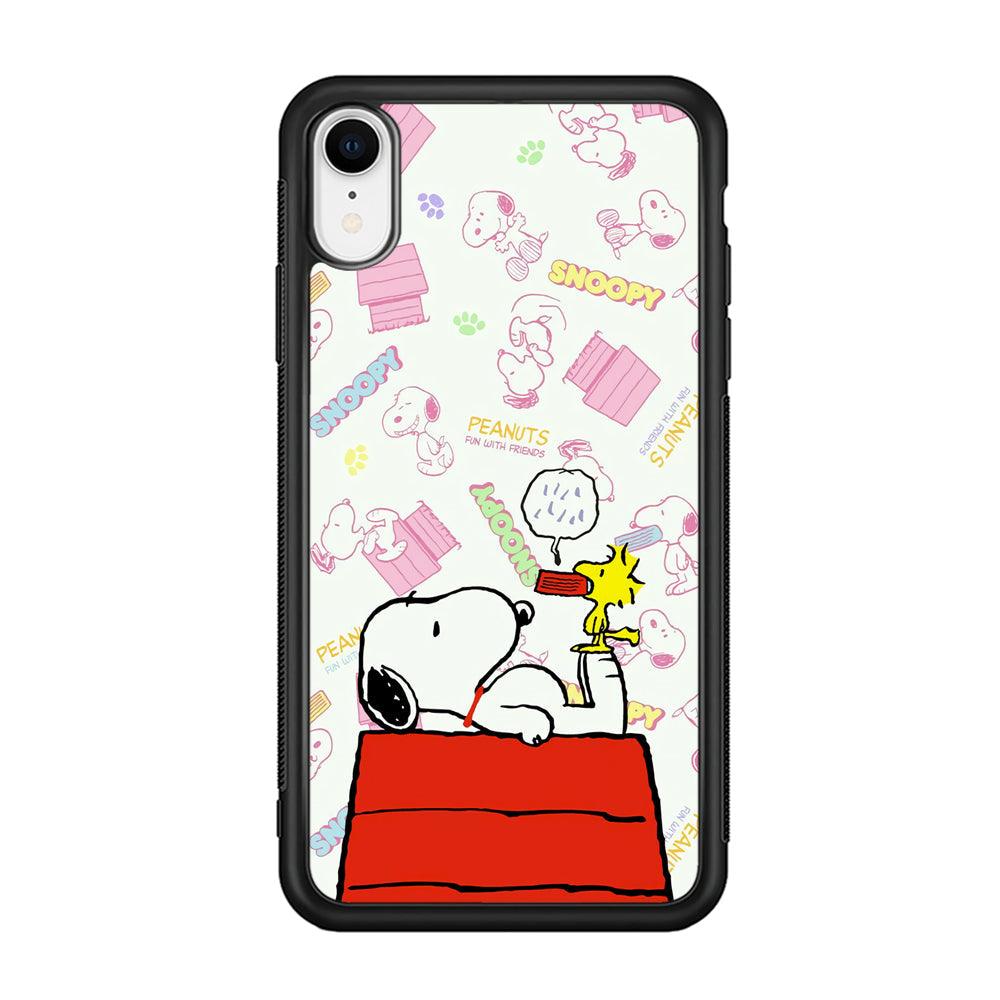 Snoopy Food Please iPhone XR Case-Rubber Black (2D Case)-Oxvistore