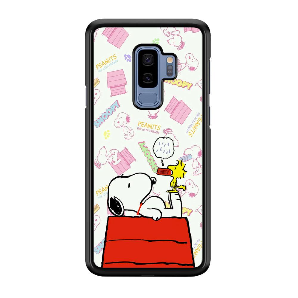 Snoopy Food Please Samsung Galaxy S9 Plus Case-Rubber Black (2D Case)-Oxvistore