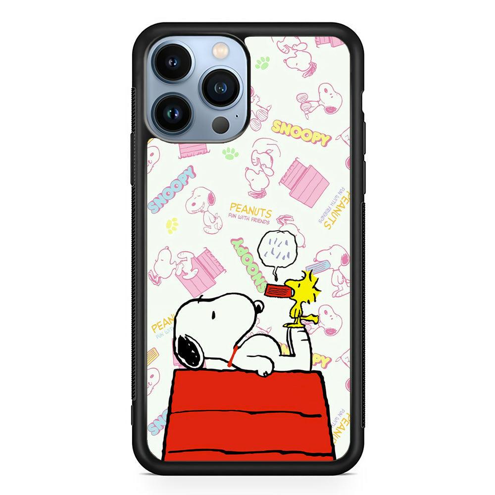 Snoopy Food Please iPhone 14 Pro Max Case-Rubber Black (2D Case)-Oxvistore