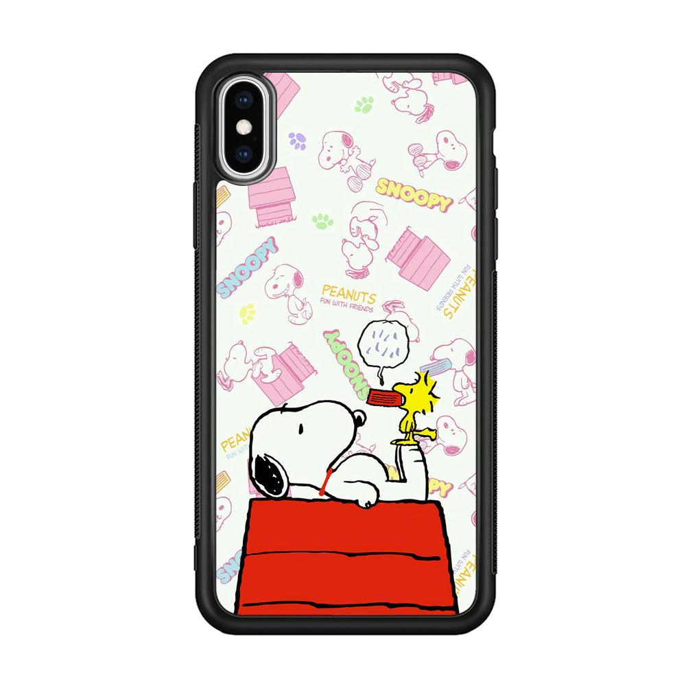 Snoopy Food Please iPhone X Case-Rubber Black (2D Case)-Oxvistore