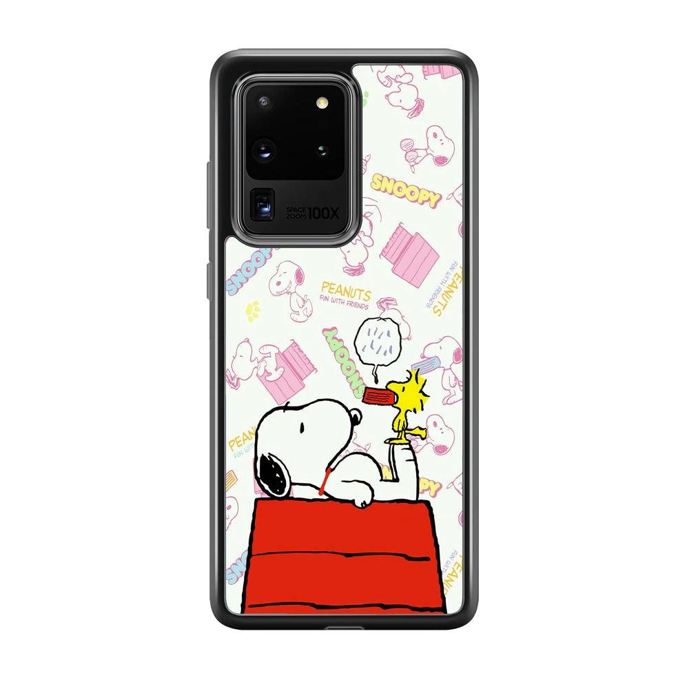 Snoopy Food Please Samsung Galaxy S20 Ultra Case-Rubber Black (2D Case)-Oxvistore