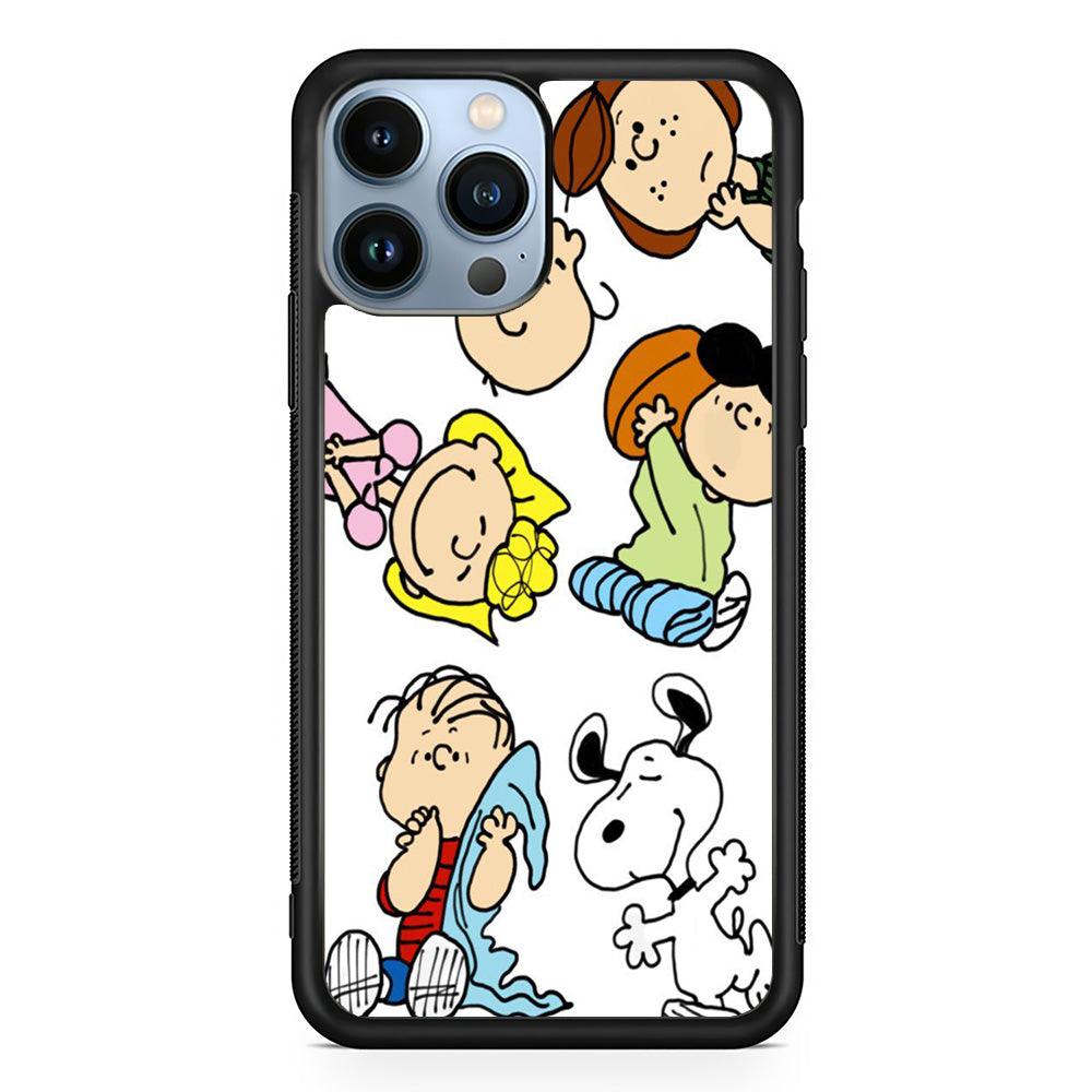 Snoopy Gang iPhone 14 Pro Max Case-Rubber White (2D Case)-Oxvistore