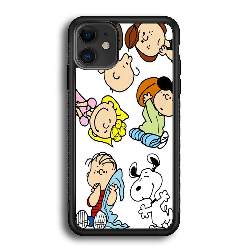 Snoopy Gang iPhone 11 Case-Rubber White (2D Case)-Oxvistore