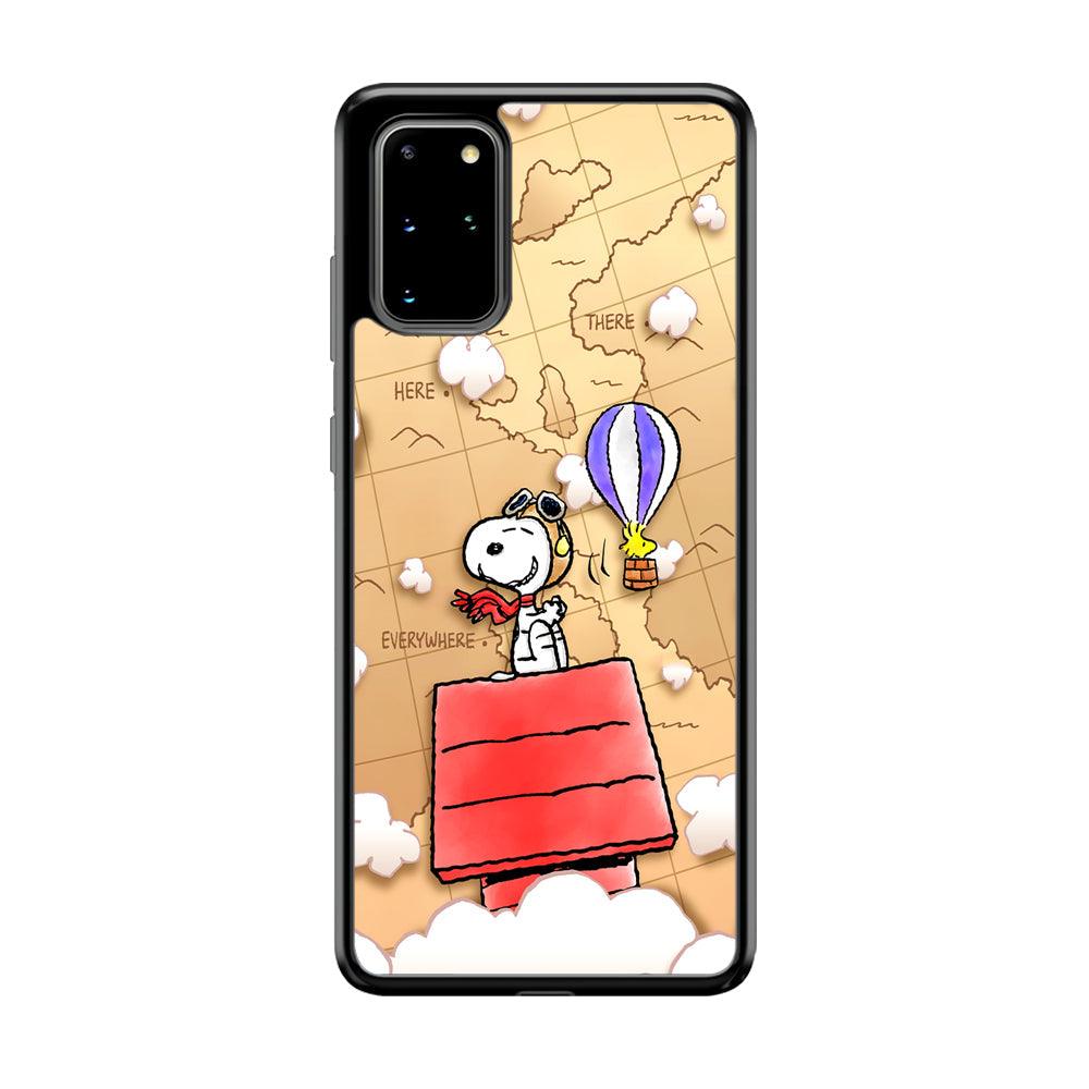 Snoopy Journey Around The World Samsung Galaxy S20 Plus Case-Rubber Black (2D Case)-Oxvistore