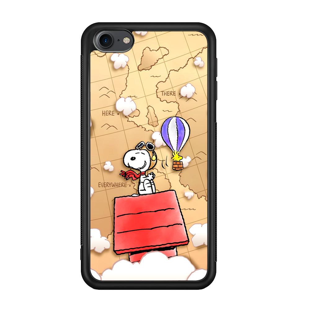 Snoopy Journey Around The World iPod Touch 6 Case-Rubber Black (2D Case)-Oxvistore