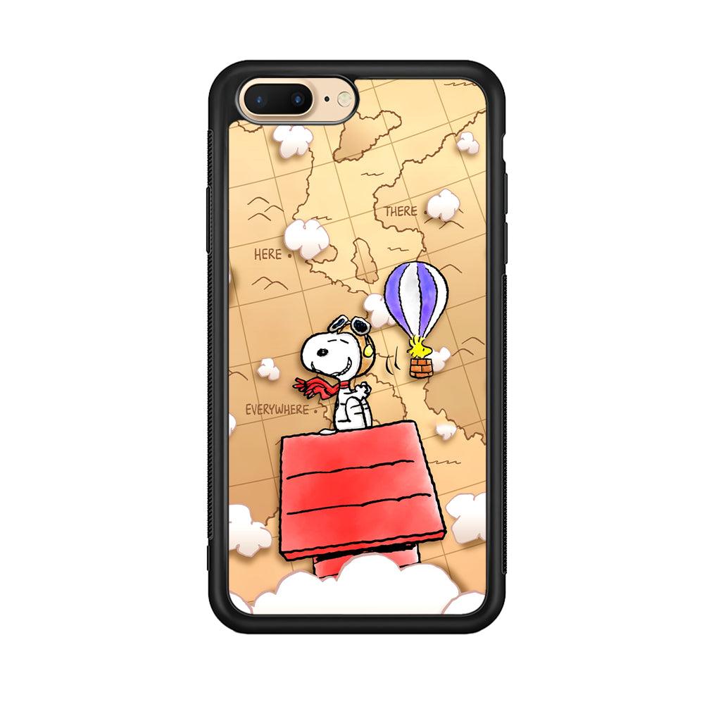 Snoopy Journey Around The World iPhone 7 Plus Case-Rubber Black (2D Case)-Oxvistore