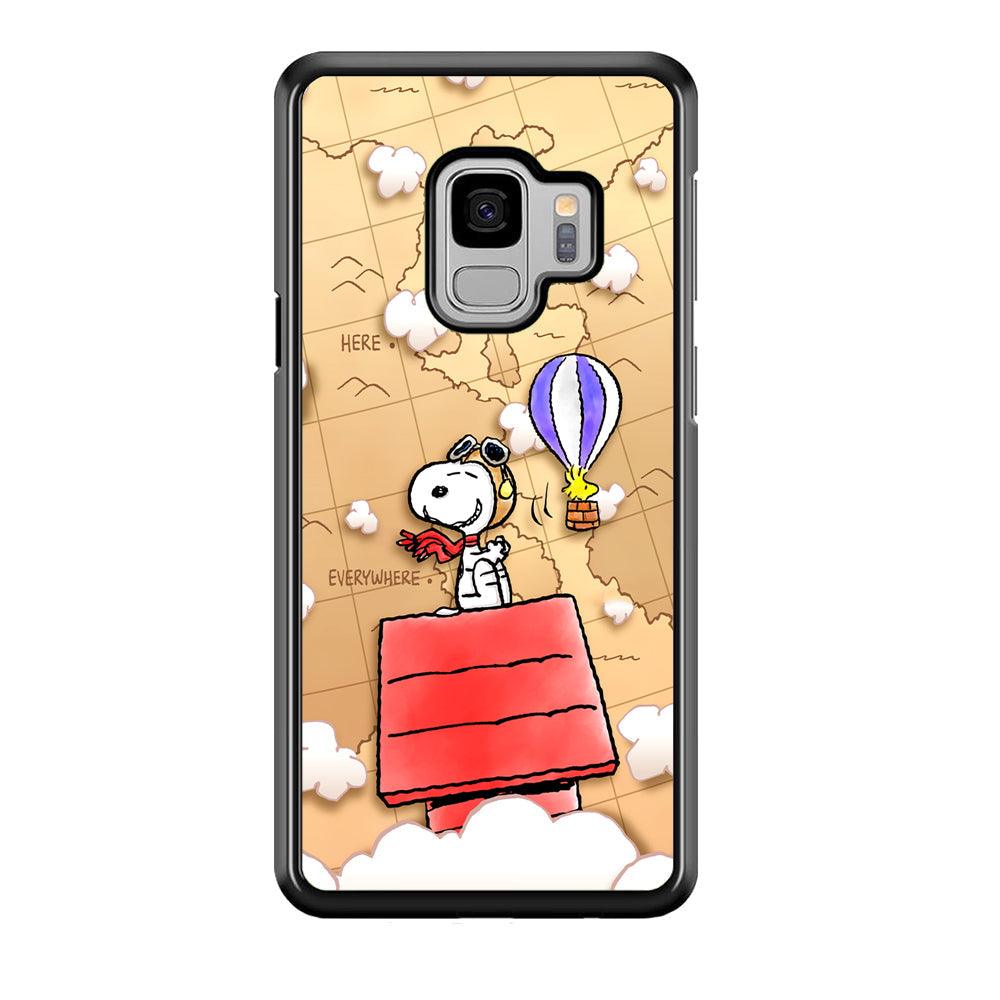 Snoopy Journey Around The World Samsung Galaxy S9 Case-Rubber Black (2D Case)-Oxvistore