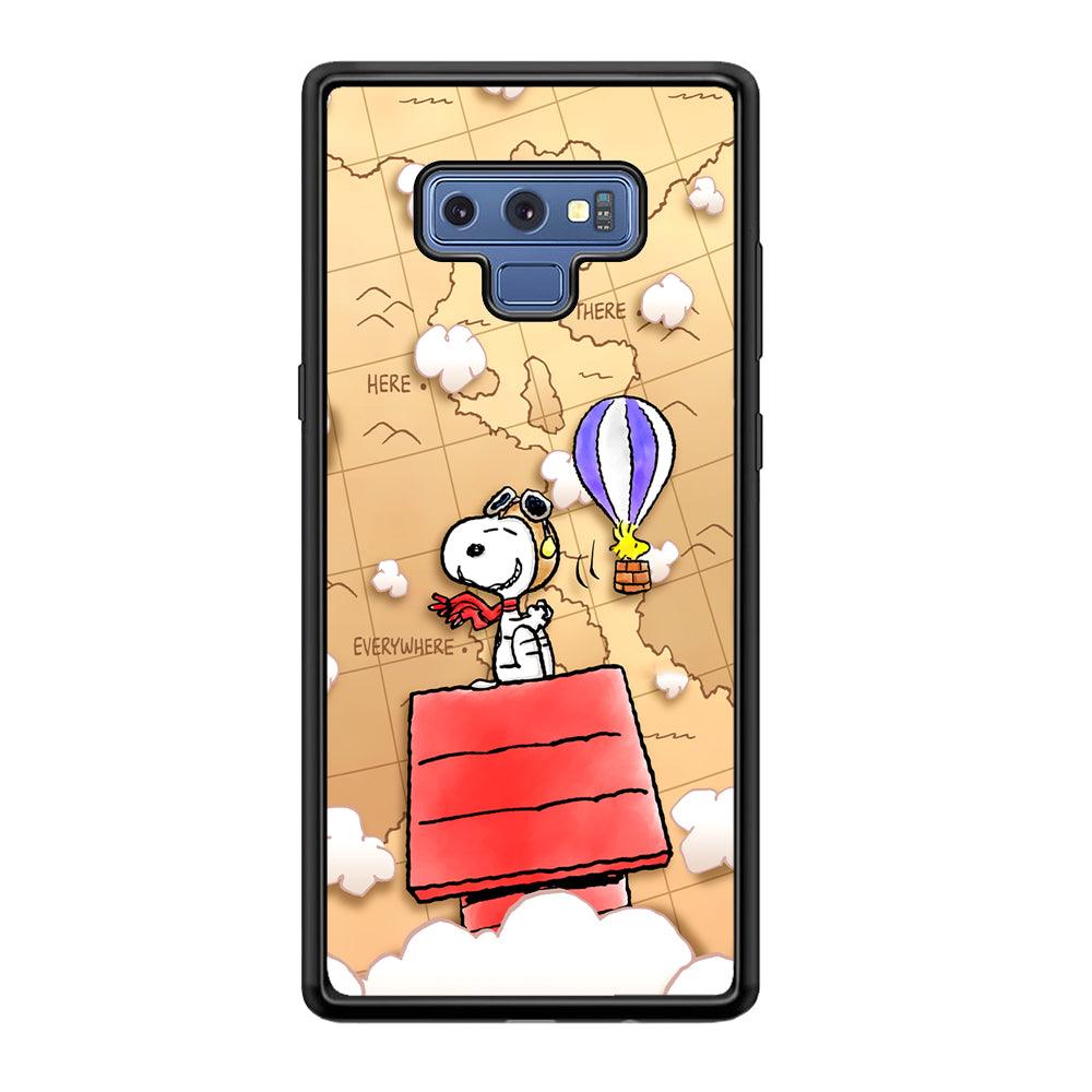Snoopy Journey Around The World Samsung Galaxy Note 9 Case-Rubber Black (2D Case)-Oxvistore