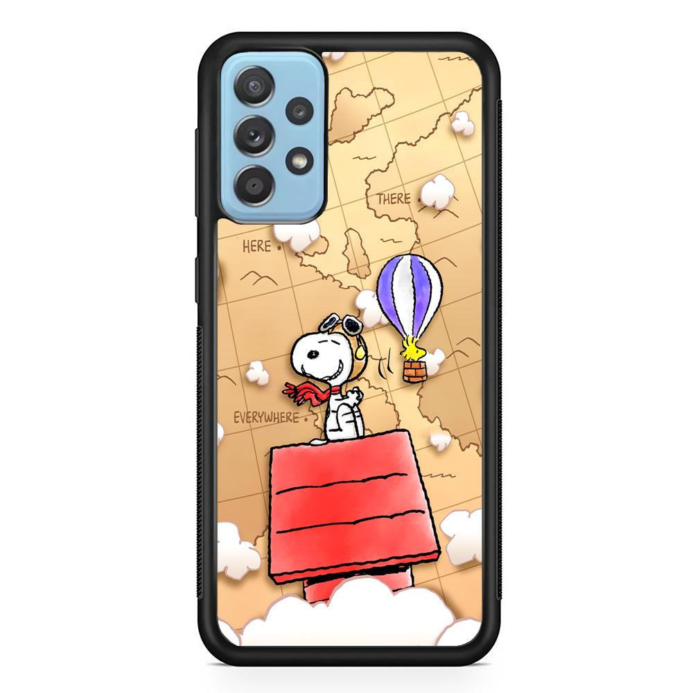 Snoopy Journey Around The World Samsung Galaxy A52 Case-Rubber Black (2D Case)-Oxvistore