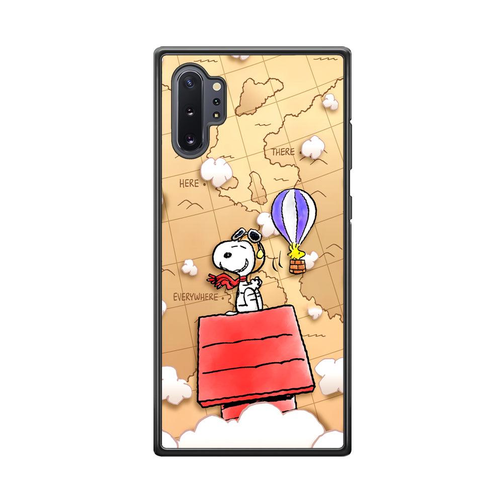 Snoopy Journey Around The World Samsung Galaxy Note 10 Plus Case-Rubber Black (2D Case)-Oxvistore