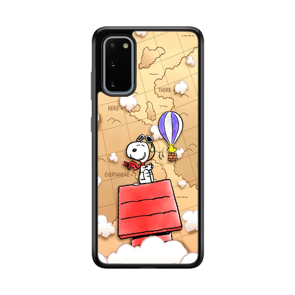 Snoopy Journey Around The World Samsung Galaxy S20 Case-Rubber Black (2D Case)-Oxvistore