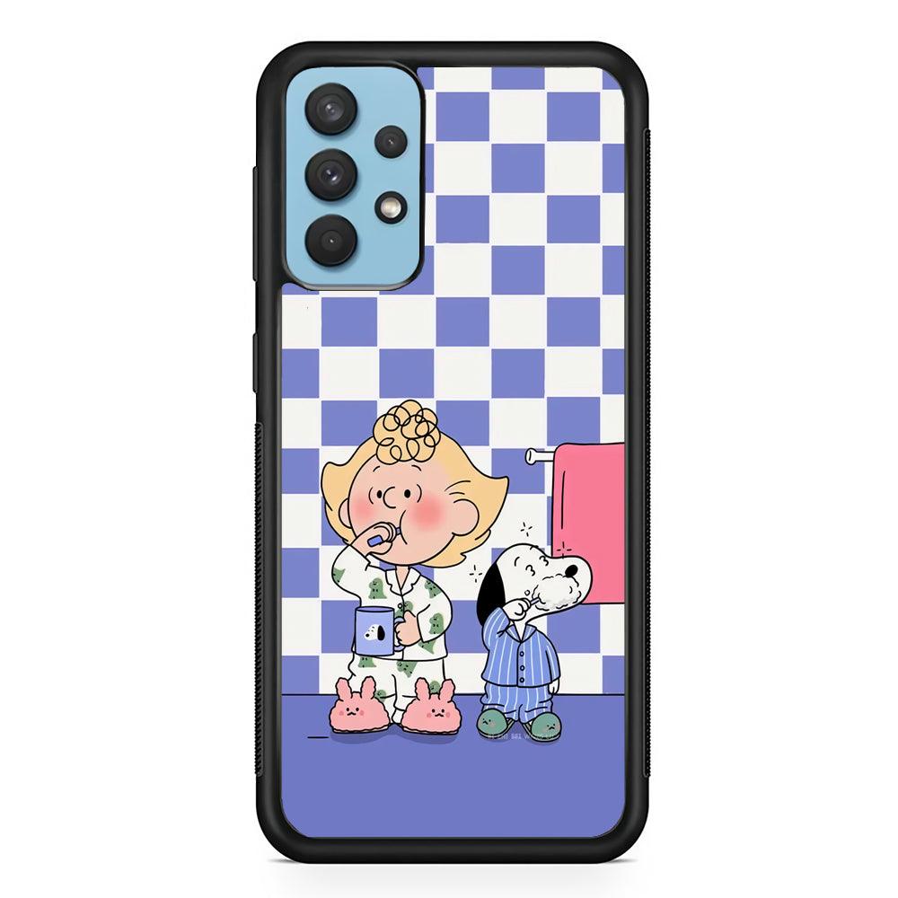 Snoopy Prepare for Sleep Samsung Galaxy A32 Case-Rubber Black (2D Case)-Oxvistore
