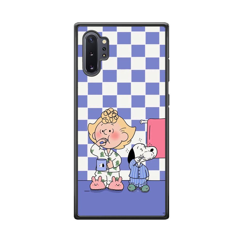Snoopy Prepare for Sleep Samsung Galaxy Note 10 Plus Case-Rubber Black (2D Case)-Oxvistore