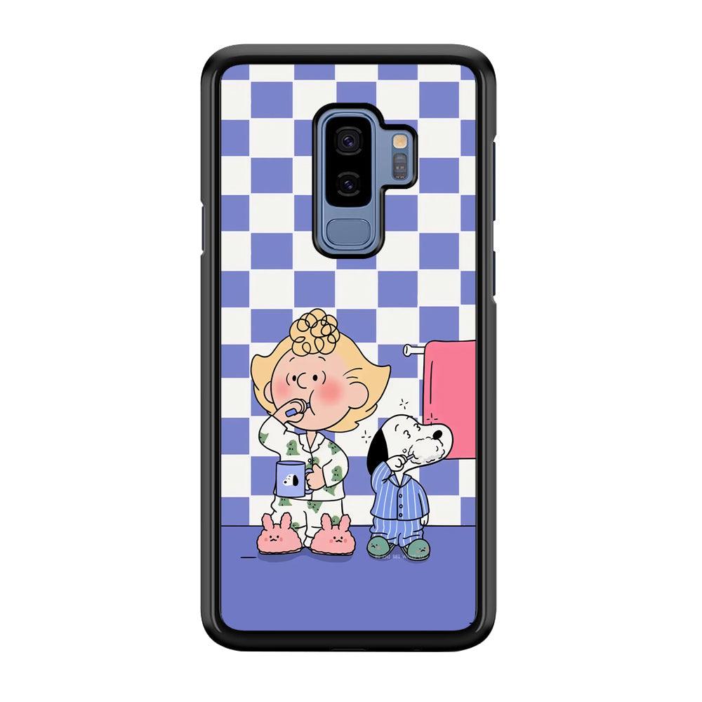 Snoopy Prepare for Sleep Samsung Galaxy S9 Plus Case-Rubber Black (2D Case)-Oxvistore