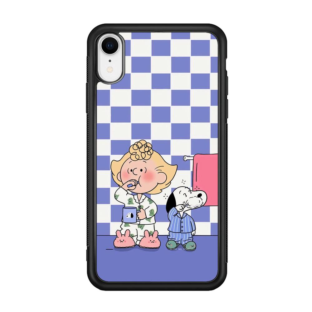 Snoopy Prepare for Sleep iPhone XR Case-Rubber Black (2D Case)-Oxvistore