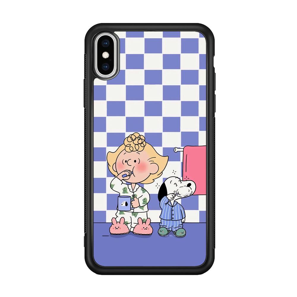 Snoopy Prepare for Sleep iPhone Xs Max Case-Rubber Black (2D Case)-Oxvistore