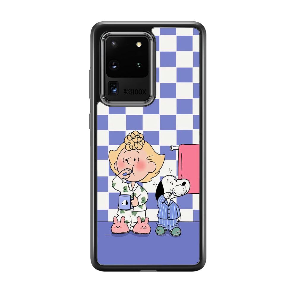 Snoopy Prepare for Sleep Samsung Galaxy S20 Ultra Case-Rubber Black (2D Case)-Oxvistore