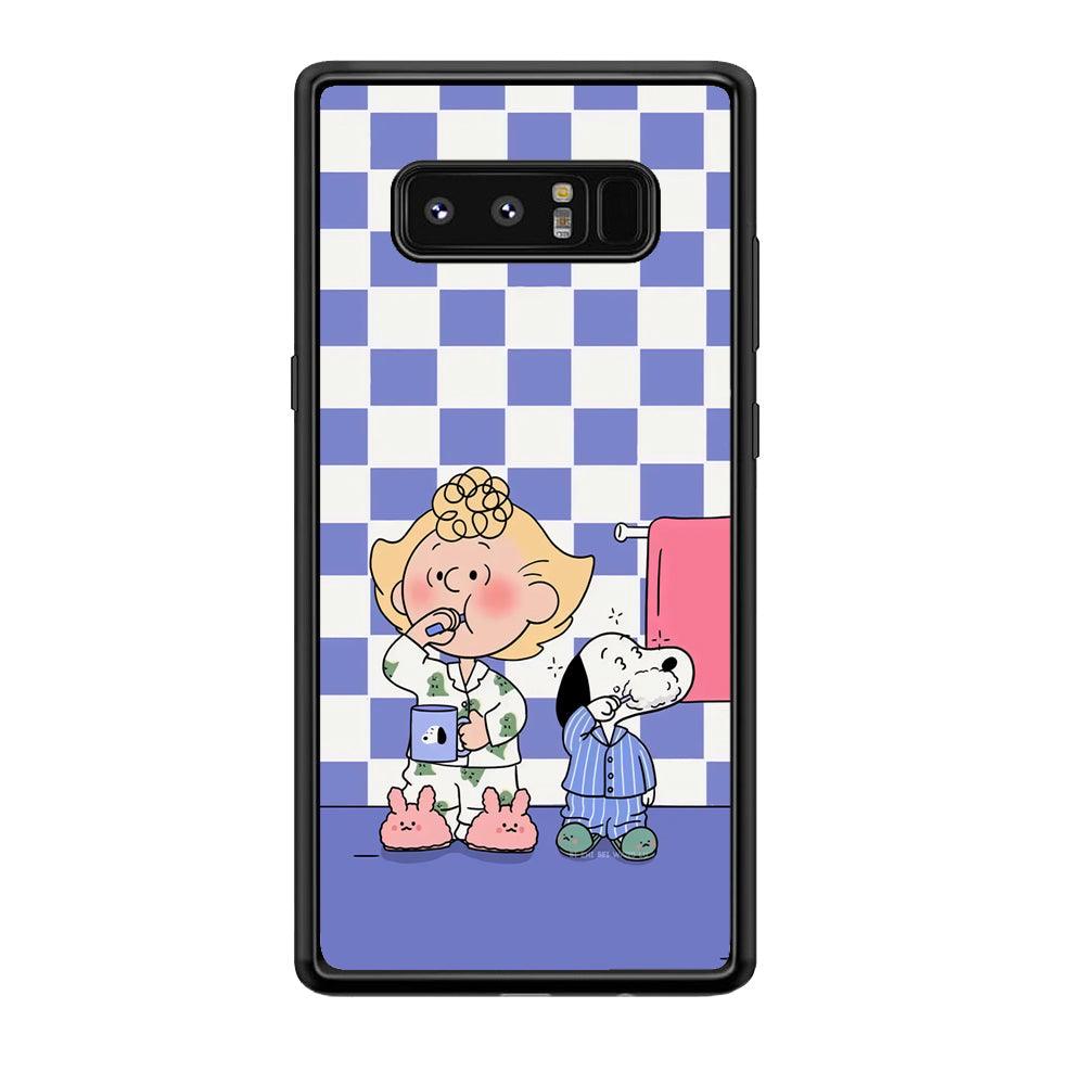 Snoopy Prepare for Sleep Samsung Galaxy Note 8 Case-Rubber Black (2D Case)-Oxvistore