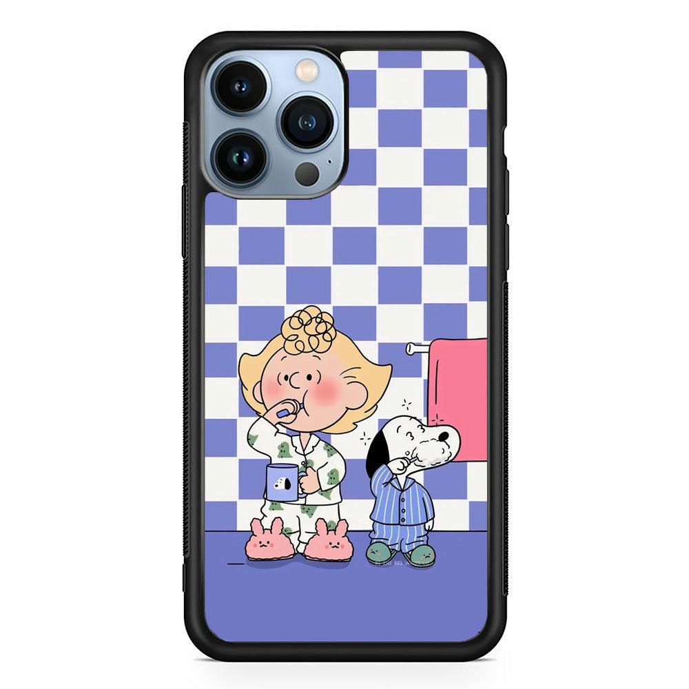 Snoopy Prepare for Sleep iPhone 13 Pro Case-Rubber Black (2D Case)-Oxvistore