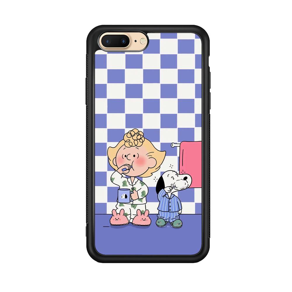 Snoopy Prepare for Sleep iPhone 7 Plus Case-Rubber Black (2D Case)-Oxvistore