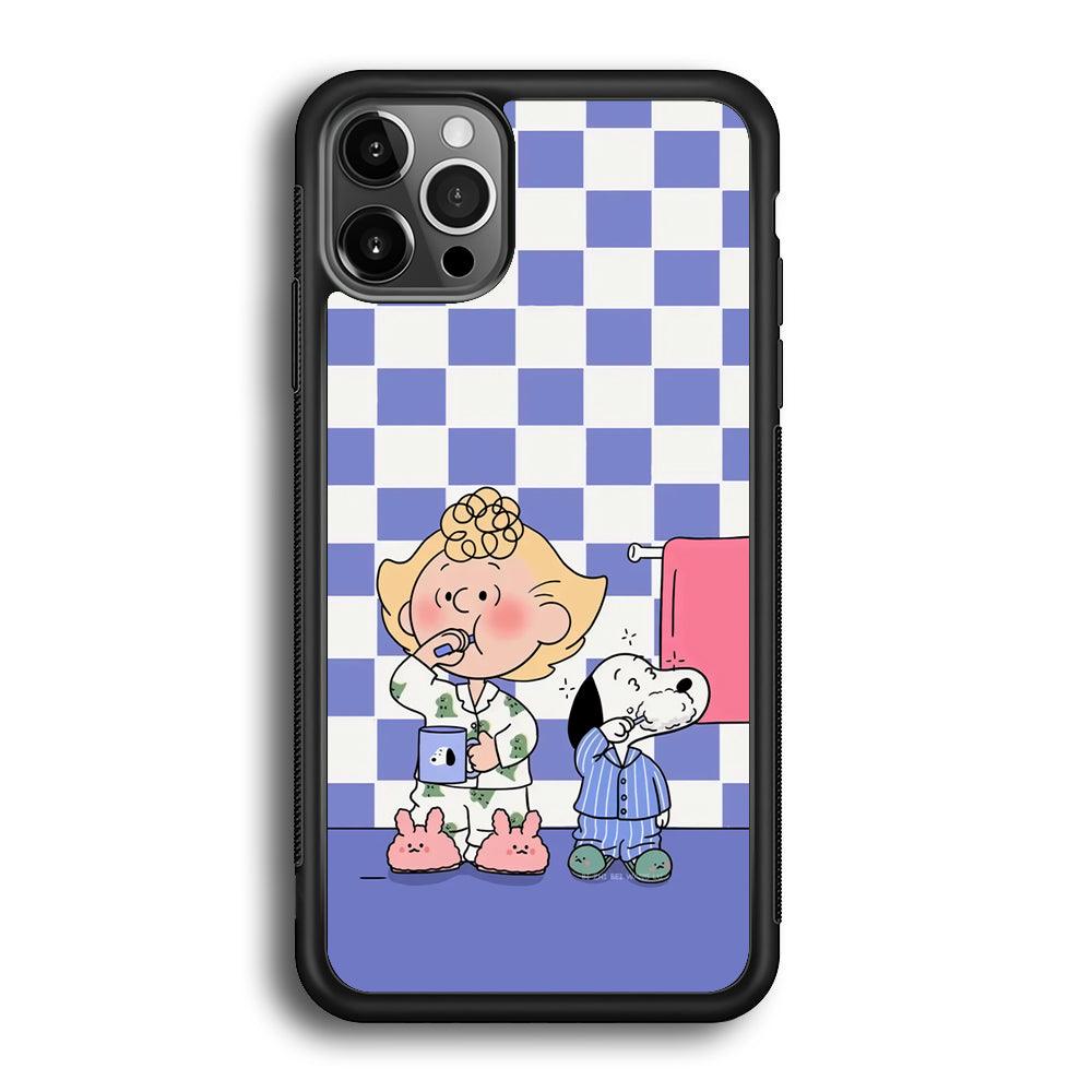 Snoopy Prepare for Sleep iPhone 12 Pro Case-Rubber Black (2D Case)-Oxvistore