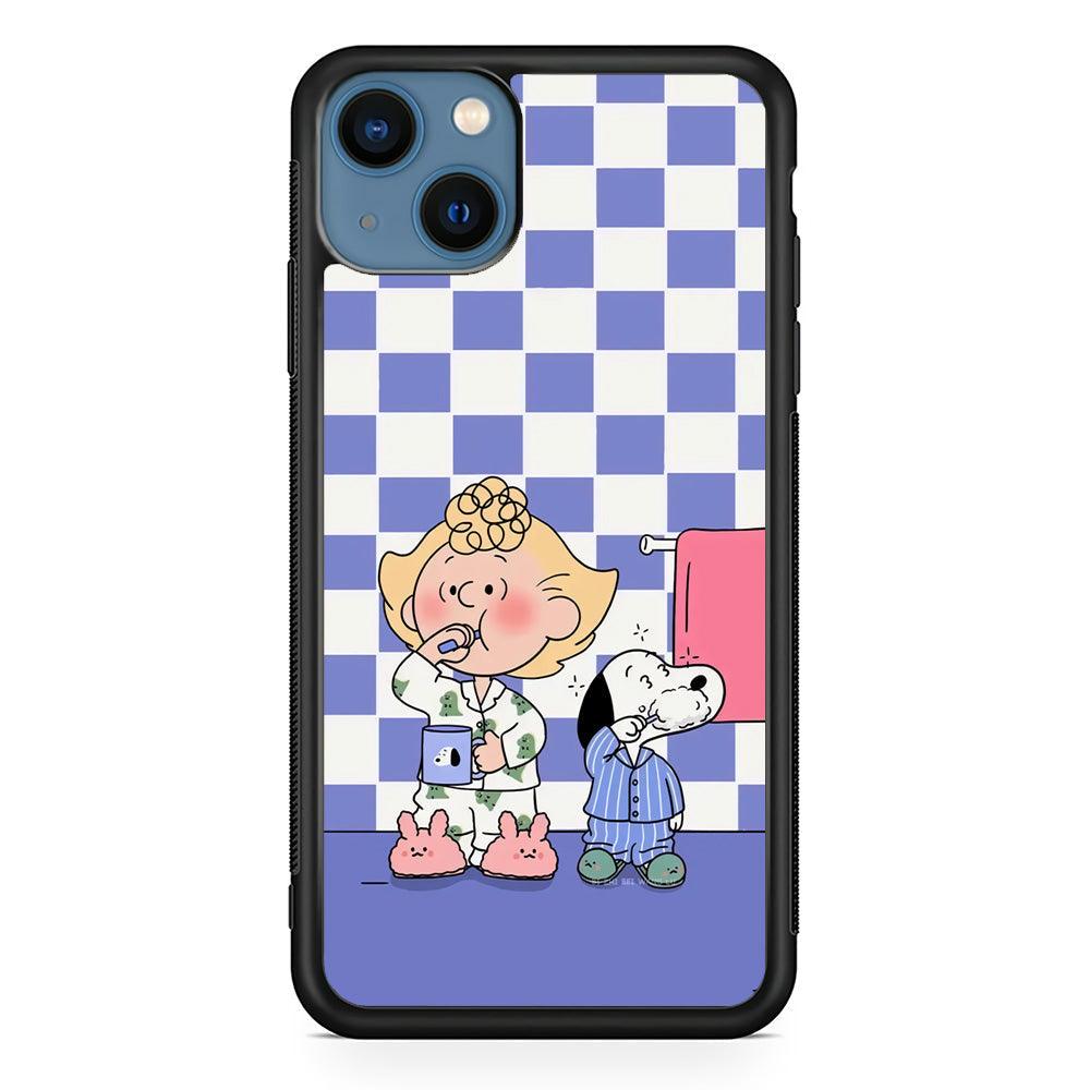 Snoopy Prepare for Sleep iPhone 15 Plus Case-Rubber Black (2D Case)-Oxvistore