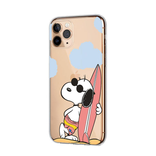 Snoopy Preparing to Hit the Waves Clear Soft Case-Oxvistore