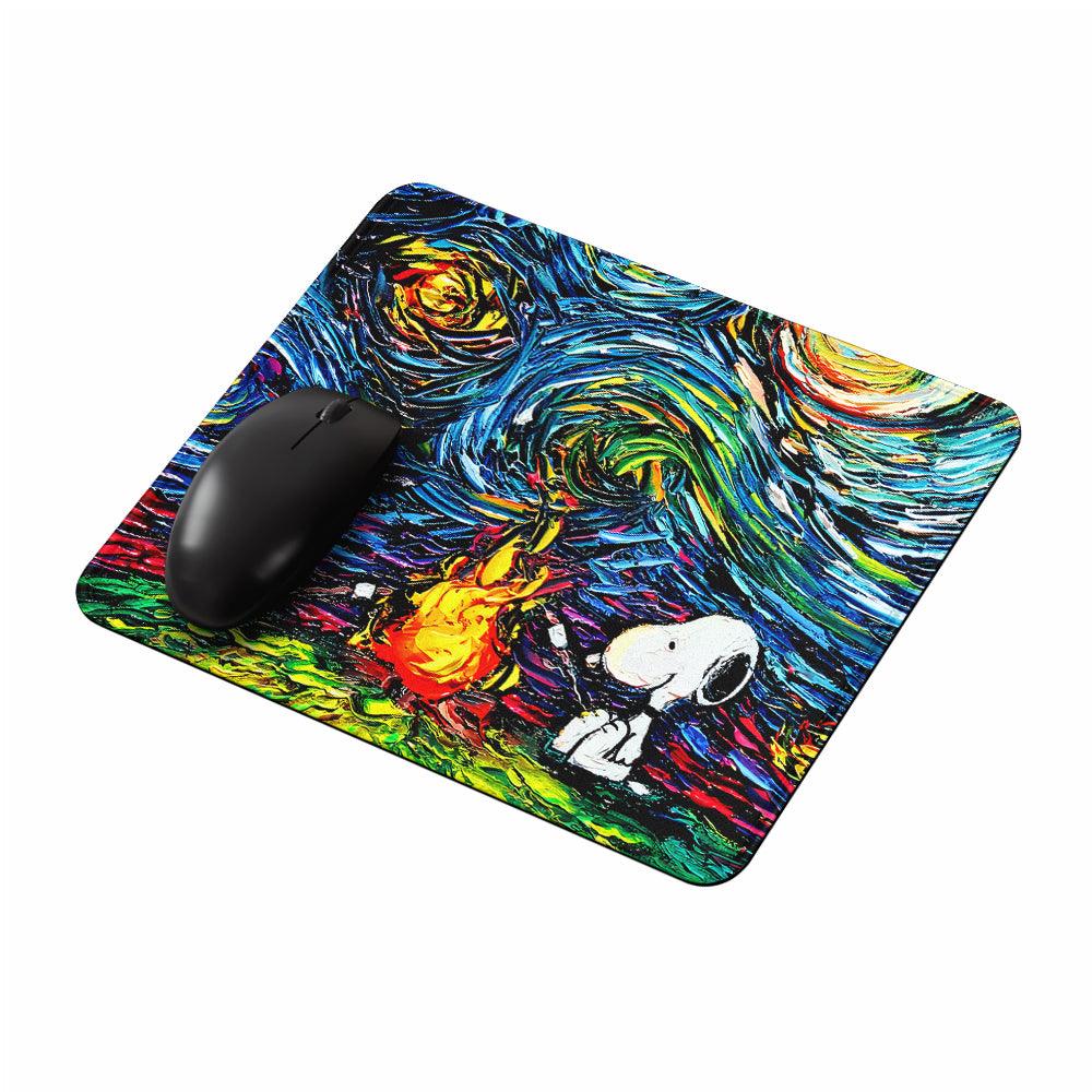 Snoopy Woodstock Starry Night Mouse Pads-Oxvistore
