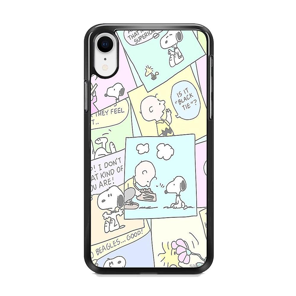 Snoopy Comic iPhone XR Case-Rubber Black (2D Case)-Oxvistore