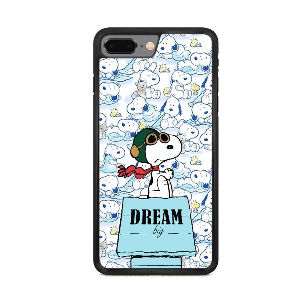 Snoopy Dream Big iPhone 8 Plus Case-Rubber Black (2D Case)-Oxvistore